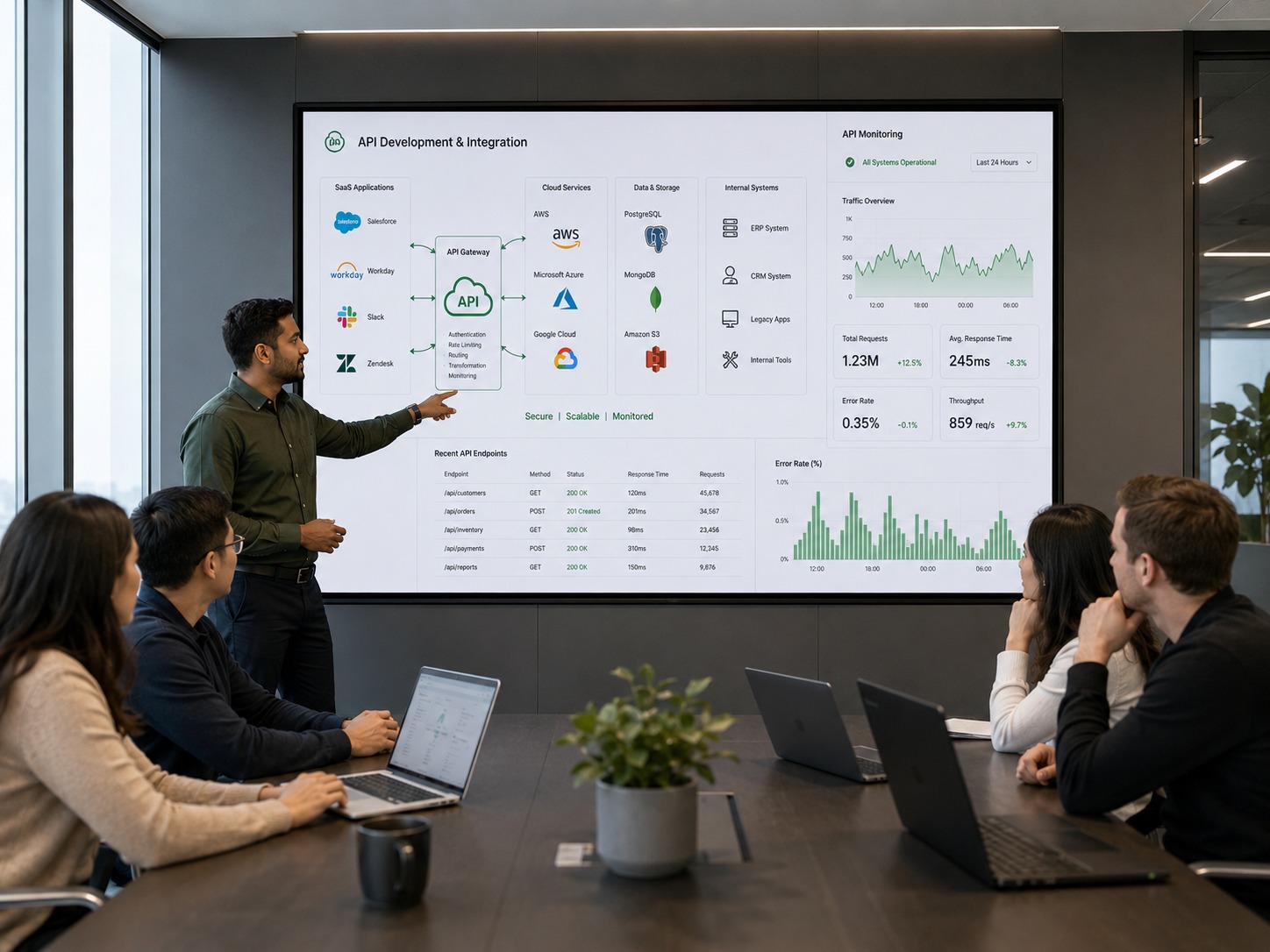 API integration architecture presentation and connected business systems