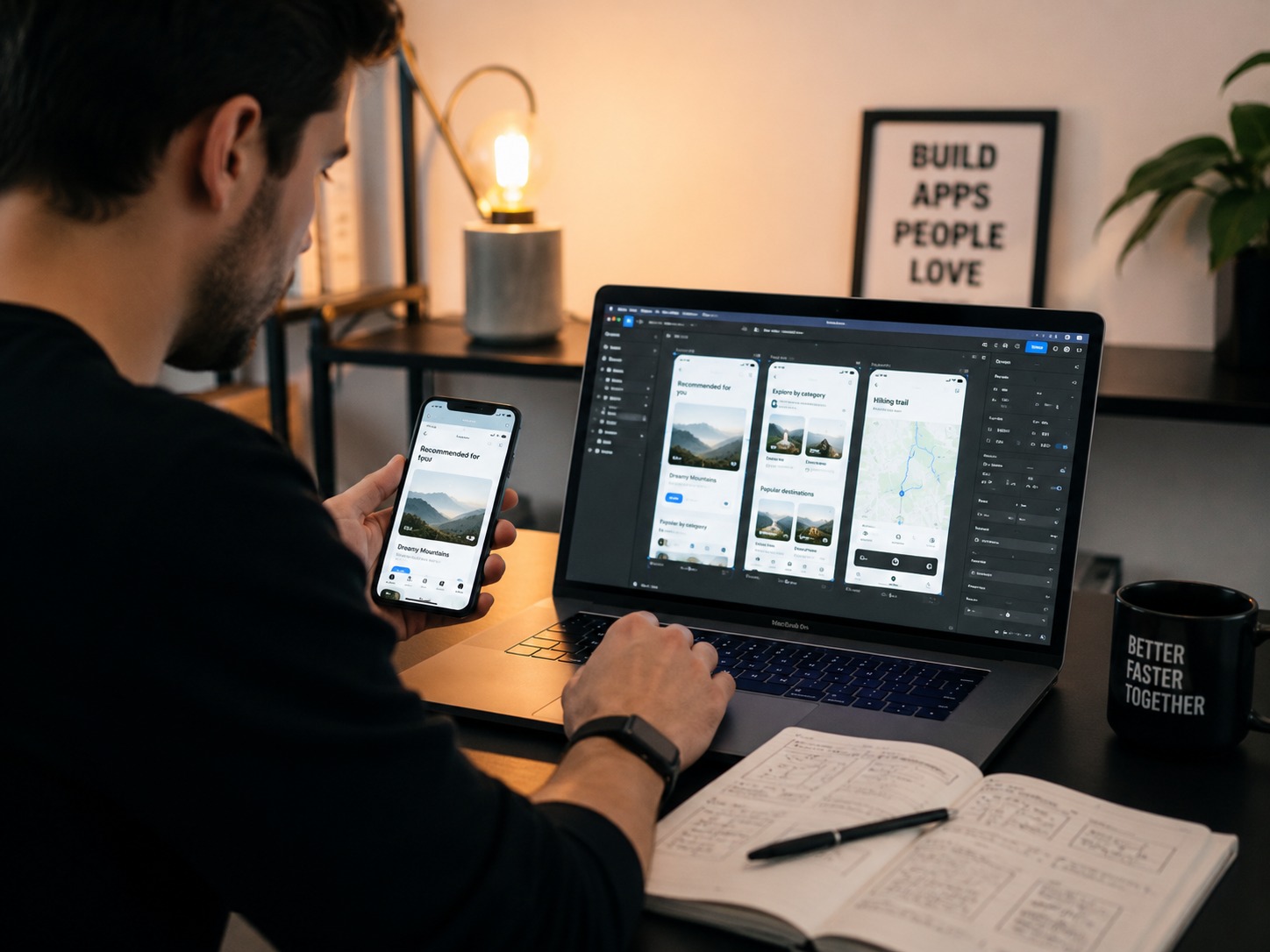 Mobile app development workspace